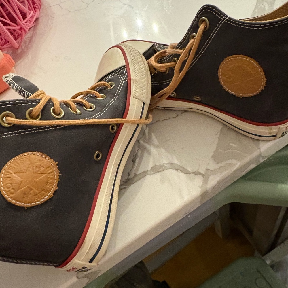 Converse High-Top Canvas Sneakers with Leather Patch Accents